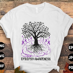 Epilepsy Awareness Ribbon Tree Svg, Purple Ribbon Svg Cricut Cut File Sublimation Design