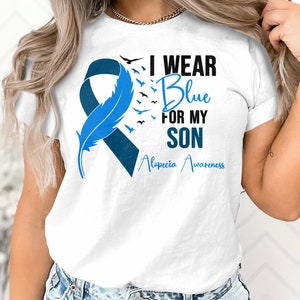 Alopecia Awareness Svg Png, I wear Blue for my Son Svg, Blue Ribbon Svg Cricut Sublimation Designs