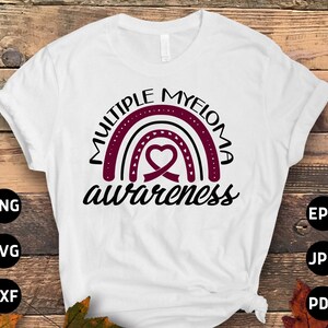 Multiple Myeloma Awareness Svg Png, Multiple Myeloma Rainbow Svg, Burgundy Ribbon Svg, Multiple Myeloma Cancer Svg Sublimation