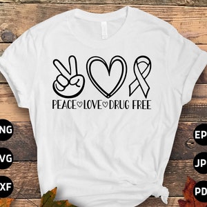 Peace Love Drug free Svg Png, Red Ribbon Week Svg, Drug Free Svg, Red Ribbon Week Awareness Png Svg Cricut Sublimation Design image 5