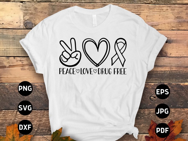 Peace Love Drug free Svg Png, Red Ribbon Week Svg, Drug Free Svg, Red Ribbon Week Awareness Png Svg Cricut Sublimation Design image 5