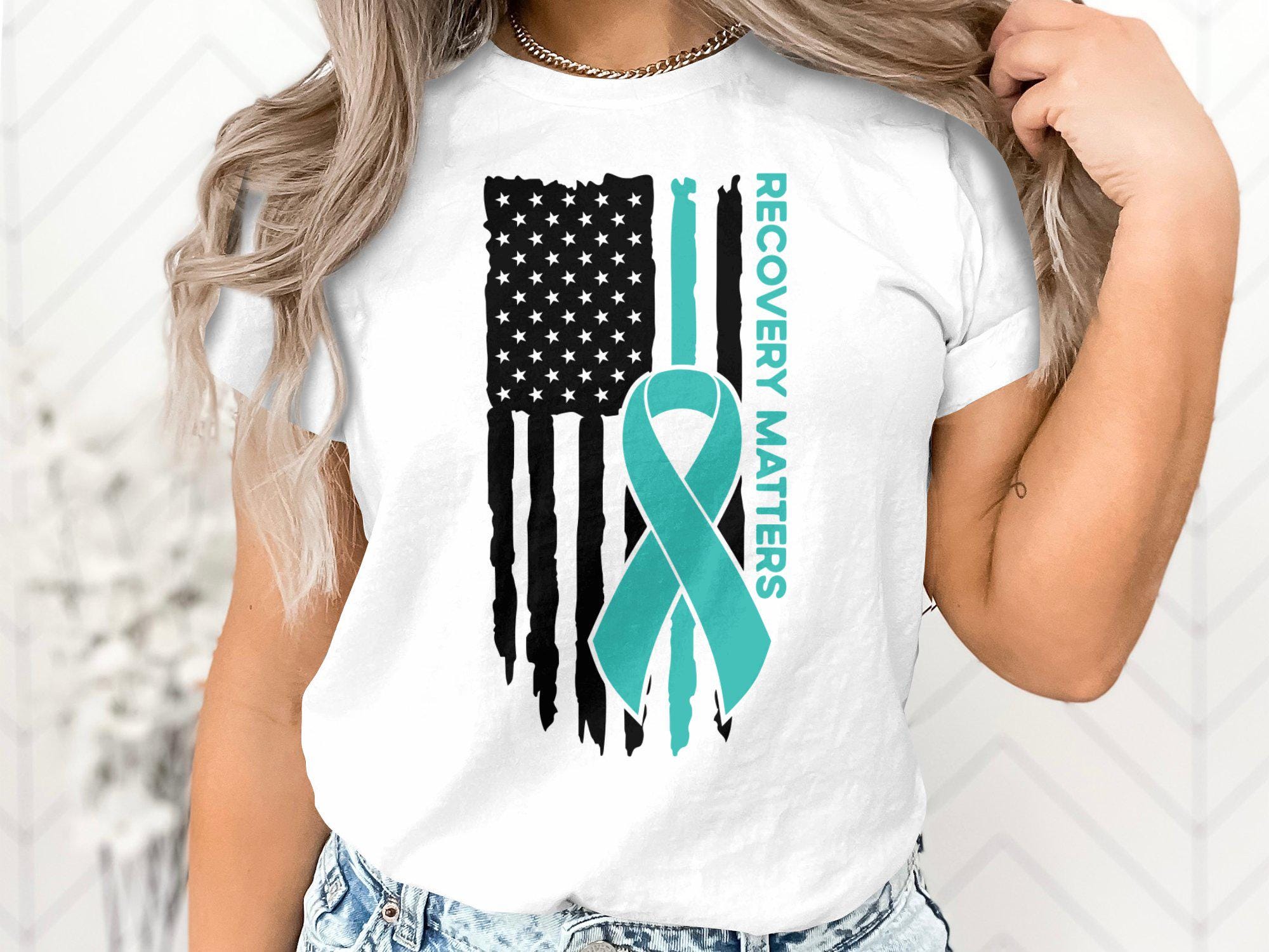 Addiction Recovery Awareness Svg Png, Recovery Matters Svg, Teal Ribbon ...