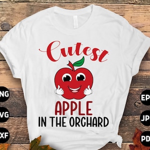 Süßeste Apfel im Obstgarten SVG Png, Apfel pflücken Tag SVG, Cricut geschnitten Datei Sublimation