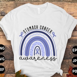 Stomach Cancer Awareness Rainbow Svg Png, Periwinkle Ribbon Svg Cricut Sublimation Design
