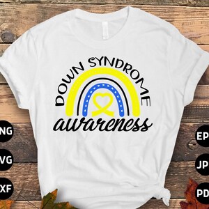 Down Syndrome Awareness Svg Png, Down Syndrome Rainbow Svg, Blue Yellow Ribbon Svg, World Down Syndrome Day Svg Cricut Sublimation Designs
