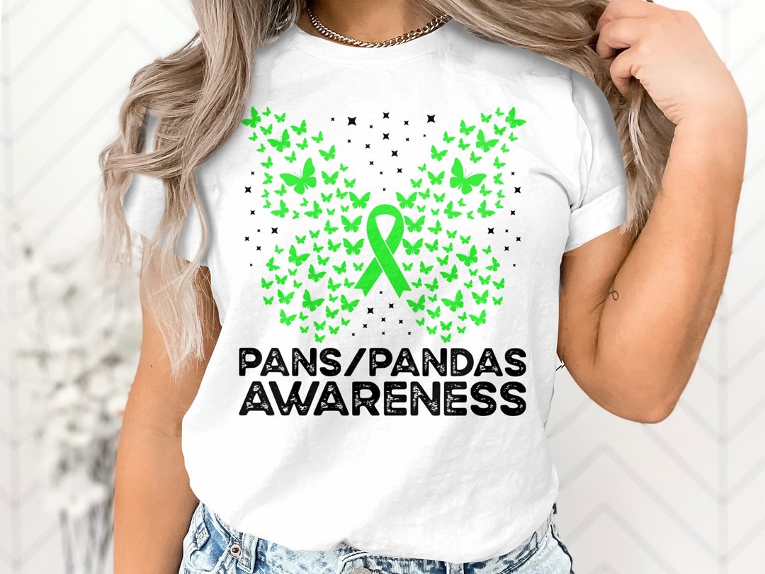 Panspandas Awareness Svg Png, PANSPANDAS Butterfly Svg, Green Ribbon
