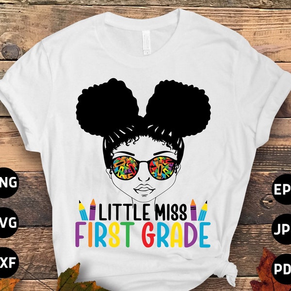 Little Fräulein 1st Grade Afro Black Girl SVG Png, Mädchen 1st Grade Back to School SVG Erste Klasse 1st Day of School SVG Cricut Sublimation Design