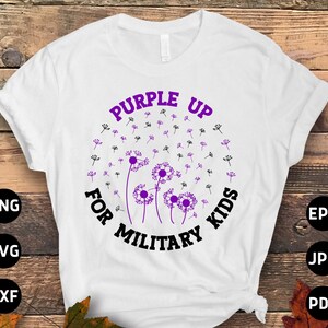 Purple Up for Military Kids Cricut Svg Png, Month of the Military Child Svg, Purple Ribbon Svg Cricut Cut File Sublimation Design