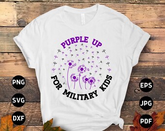 Purple Up for Military Kids Cricut Svg Png, Month of the Military Child Svg, Purple Ribbon Svg Cricut Cut File Sublimation Design