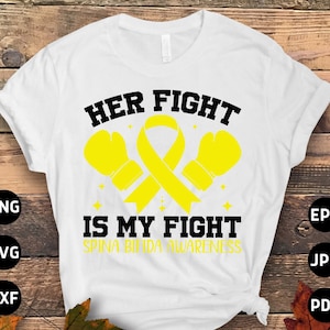 Spina Bifida Awareness Svg Png, Her Fight is My Fight Svg, Yellow Ribbon Svg Cricut Sublimation Design
