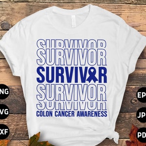 Colon Cancer Survivor Svg, Colon Cancer Awareness Svg Png, Blue Ribbon Svg Cricut Sublimation Design
