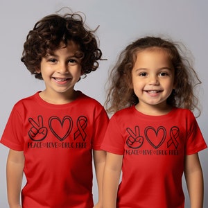 Peace Love Drug free Svg Png, Red Ribbon Week Svg, Drug Free Svg, Red Ribbon Week Awareness Png Svg Cricut Sublimation Design image 4