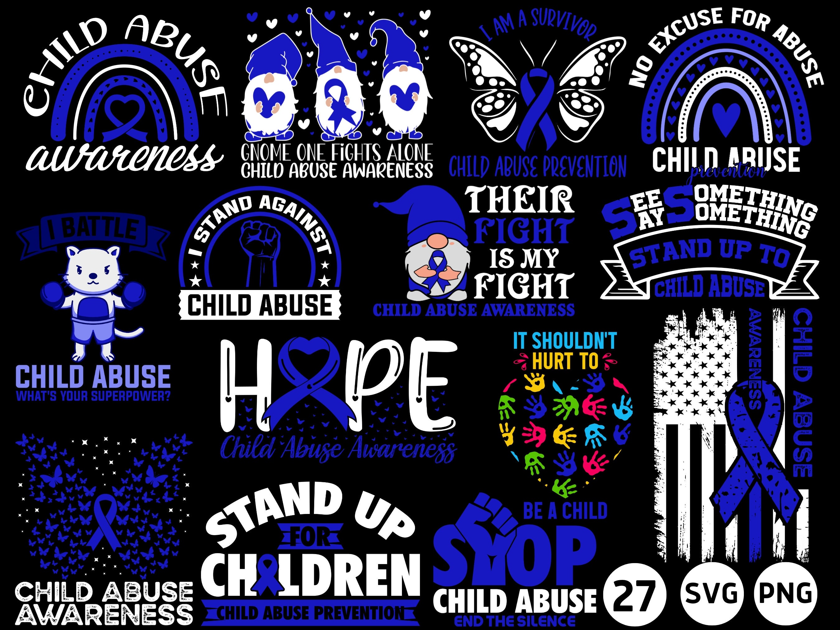 Child Abuse Svg Png Bundle, Child Abuse Prevention Awareness