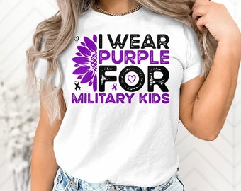 Mes del niño militar SVG, uso púrpura para niños militares girasol svg png, cinta púrpura svg cricut corte diseño de sublimación de archivos