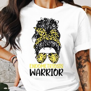 Endometriosis Awareness Svg Png, Messy Bun Endometriosis Warrior Svg, Yellow Ribbon Svg Cricut Sublimation Design
