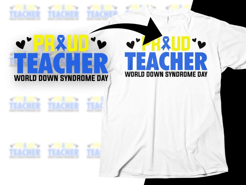 Down Syndrome Awareness Svg Png, Proud Teacher Svg, Blue Yellow Ribbon ...