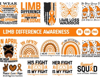 Limb Difference Awareness Svg Bundle, Limb Loss Awareness Png Bundle, Ribbon Limb Difference Support Designs, Limb Loss Svg Cricut Files