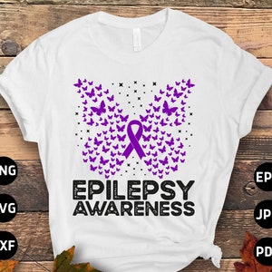 Epilepsy Awareness Butterfly Svg Png, Purple Ribbon Svg Cricut Cut File Sublimation Design