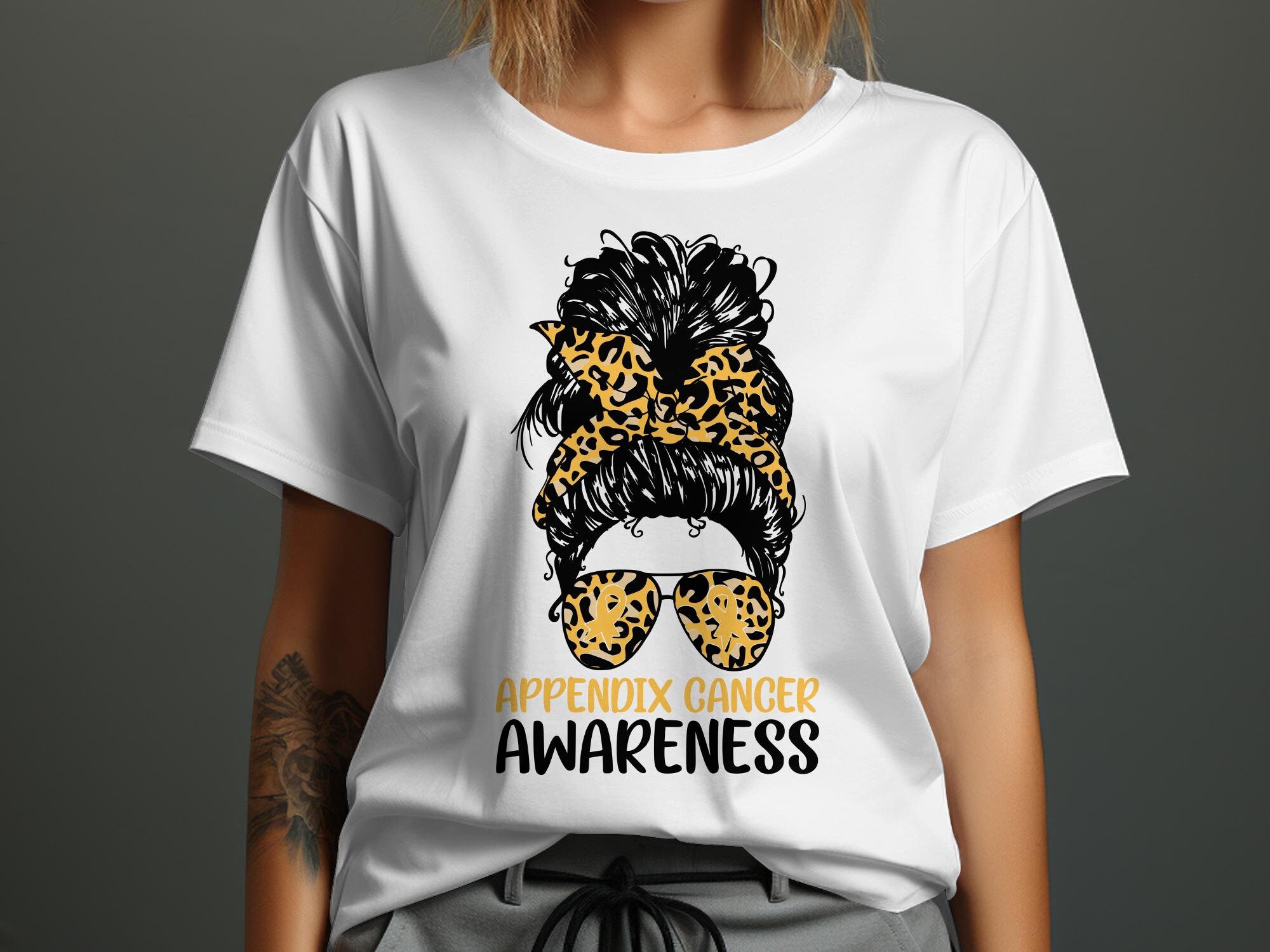 Appendix Cancer Awareness Svg Png, Messy Bun Appendix Cancer Svg, Amber ...