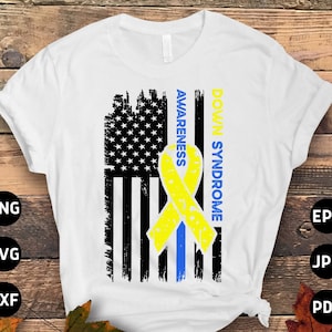Down Syndrome Awareness Svg Png, Down Syndrome Flag Svg, Blue Yellow Ribbon Svg, World Down Syndrome Day Svg Cricut Sublimation Designs