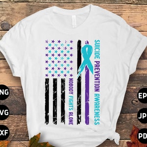 Suicide Prevention Awareness Svg Png, Nobody Fights Alone Svg, Suicide Prevention Week 2023 Svg Cricut Cut File Sublimation