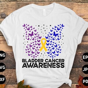 Bladder Cancer Butterfly Svg, Bladder Cancer Awareness Svg Png, Bladder Cancer Ribbon Support Svg Cricut File Sublimation Design