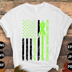 Williams Syndrome Awareness Svg Png, Flag Nobody Fights Alone Svg Cricut Cut File Sublimation Design