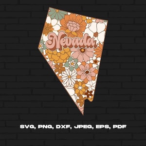 Nevada staat Svg Png, Nevada kaart Svg, Retro Nevada bloem Svg Cricut gesneden bestand silhouet sublimatie Design