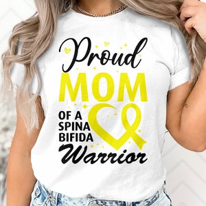 Spina Bifida Awareness Svg Png, Proud Mom of a Spina Bifida Warrior Svg, Yellow Ribbon Svg Cricut Sublimation Design