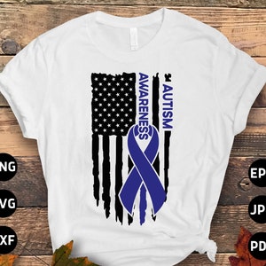 Autism Awareness Flag Svg, Autism Awareness Svg Png, Blue Ribbon Svg Cricut Cut File Sublimation Design