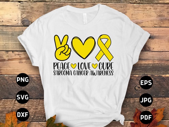 Peace Love Cure Ribbon Colon Cancer Awareness Costume T-Shirt Peace Love Cure Ribbon Colon Cancer Awareness Costume T-Shirt