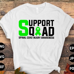 Spinal Cord Injury Awareness Svg Png, Support Squad Svg, Green Ribbon Svg Cricut Sublimation Designs