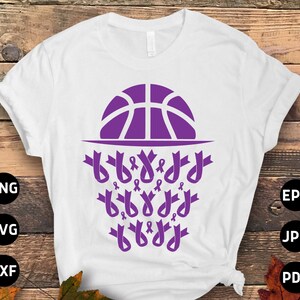 Pancreatic Cancer Awareness Svg Png, Pancreatic Cancer Basketball Svg, Purple Ribbon Baseball Svg Cricut Sublimation Design