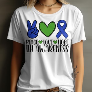 Peace Love Cure IIH Svg, Idiopathic Intracranial Hypertension Svg, Pseudotumor Cerebri Awareness Cricut Sublimation Design