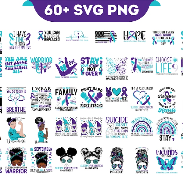 Selbstmord bewusste svg, Selbstmordverhütung Bewusstseins-Svg-Png-Bundle, Selbstmord-Präventions-Woche 2023, Selbstmord-Svg-Cricut-Datei-Png-Sublimations-Design