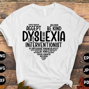 Dyslexia Awareness Svg Png, Dyslexia Interventionist Svg, Dyslexia Teacher Svg Cricut Ready to Press Sublimation Transfer Design