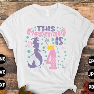 4th Birthday Mermaid Svg Png, 4 Year Old Birthday Girl Svg, Fourth Birthday Party Svg, Mermaid Party Svg File Cricut Sublimation Design