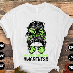 Williams Syndrome Awareness Svg Png, Messy Bun Williams Syndrome Awareness Svg Cricut Cut File Sublimation Design