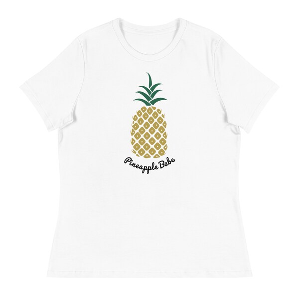 Womens Tee Shirt Pineapple Babe Full Front, Perfect for beach girls, surfer girls, and health enthusiasts.