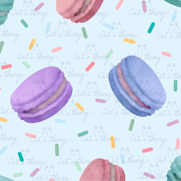 Pastel Macaron Seamless pattern for fabric french pastry dessert Watercolor for gift wrapping Aquarelle Macaron repeating digital paper