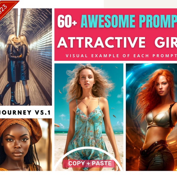 Awesome AI Art prompt: 60+ attractive women | midjourney V 5.1| Female digital art | visual example of each prompts | Copy and Paste