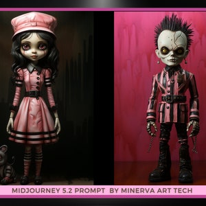 Quirky Gothic Dolls Collection II Midjourney 5.2 Prompt Gothic art Creepy Dolls fantasy and gothic style Gothic Dolls AI 画像 7