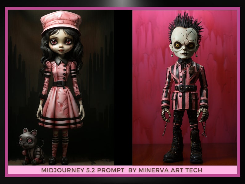 Quirky Gothic Dolls Collection II Midjourney 5.2 Prompt Gothic art Creepy Dolls fantasy and gothic style Gothic Dolls AI 画像 7