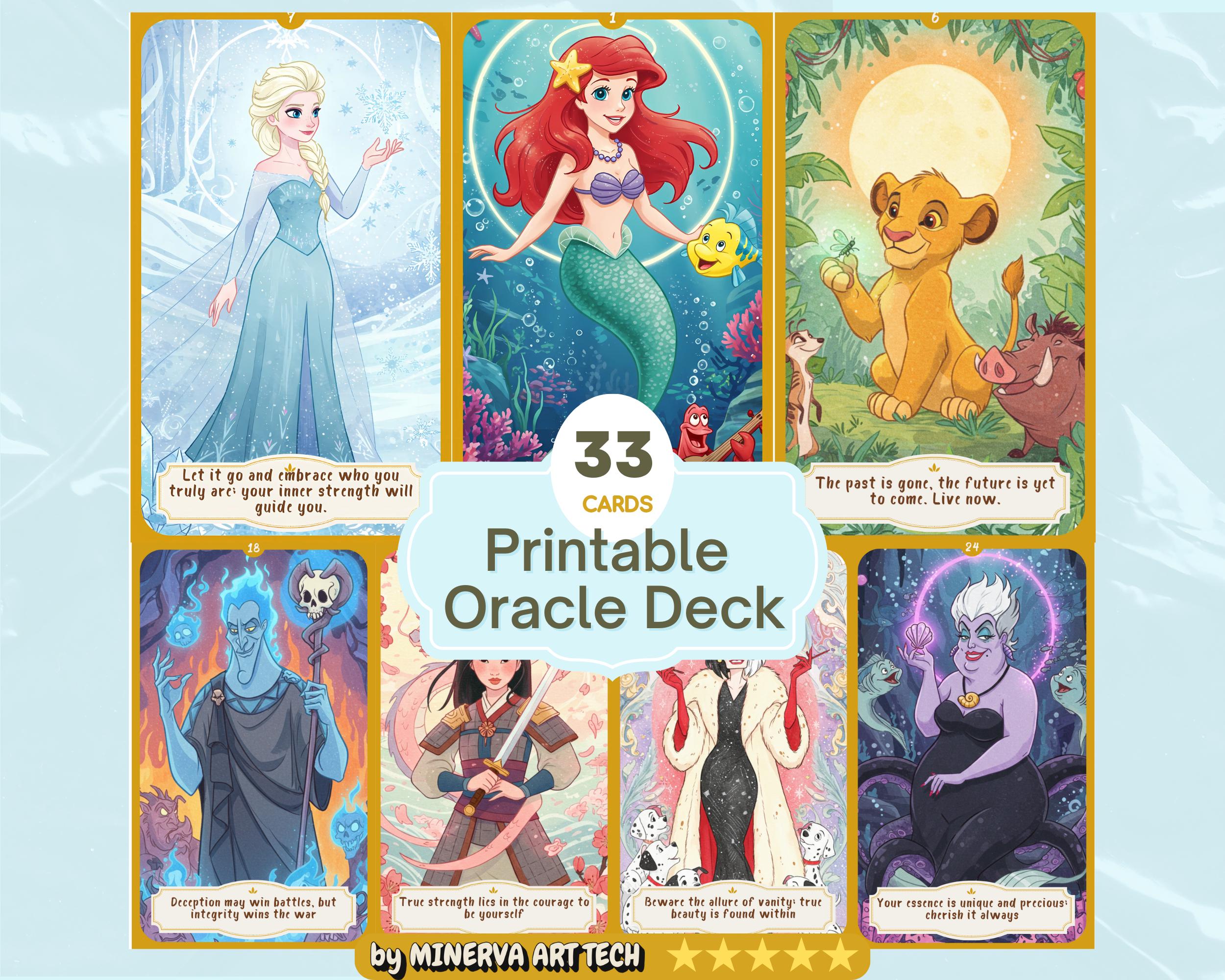 Oracle Deck Printable – 33 Cards | Princess & Villain Theme, Daily
