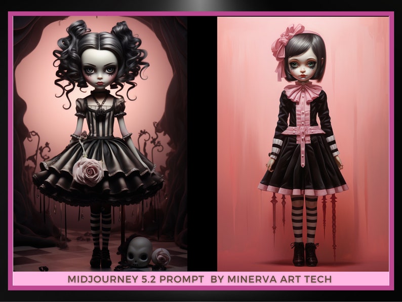 Quirky Gothic Dolls Collection II Midjourney 5.2 Prompt Gothic art Creepy Dolls fantasy and gothic style Gothic Dolls AI 画像 3