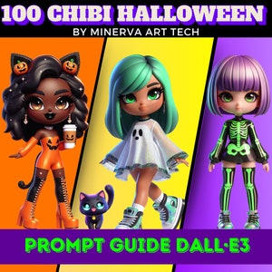 Dall-E 3 CHIBI halloween art bundle | 100 art prompts | 100 jpg images | chatgpt | dall-e 3 ai art prompt guide