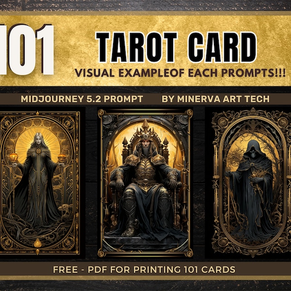 Tarot Card AI Prompts | Midjourney 5.2 Prompt | Unique Tarot Art | AI-Generated: Create Your Own Tarot Card Images