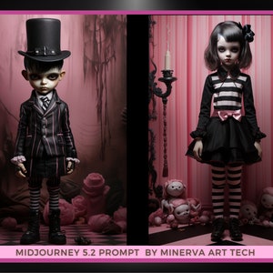 Quirky Gothic Dolls Collection II Midjourney 5.2 Prompt Gothic art Creepy Dolls fantasy and gothic style Gothic Dolls AI 画像 6