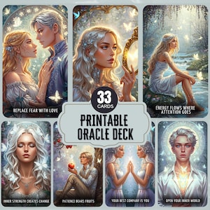 Spiritual Oracle Deck | 33-Card Printable Oracle Deck |  Oracle Deck for Daily Inspiration | Mystic Fortune Oracle | Spiritual Guidance