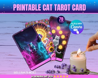 Cosmic Cat Tarot Deck: 78 Feline-Inspired Cards (Printable Canva Template)